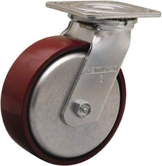 Hamilton - 6" Diam x 2" Wide x 7-1/2" OAH Top Plate Mount Swivel Caster - Cast Iron, 800 Lb Capacity, Sealed Precision Ball Bearing, 4 x 4-1/2" Plate - Americas Industrial Supply