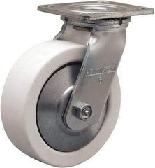 Hamilton - 6" Diam x 2" Wide x 7-1/2" OAH Top Plate Mount Swivel Caster - Polyolefin, 750 Lb Capacity, Delrin Bearing, 4 x 4-1/2" Plate - Americas Industrial Supply