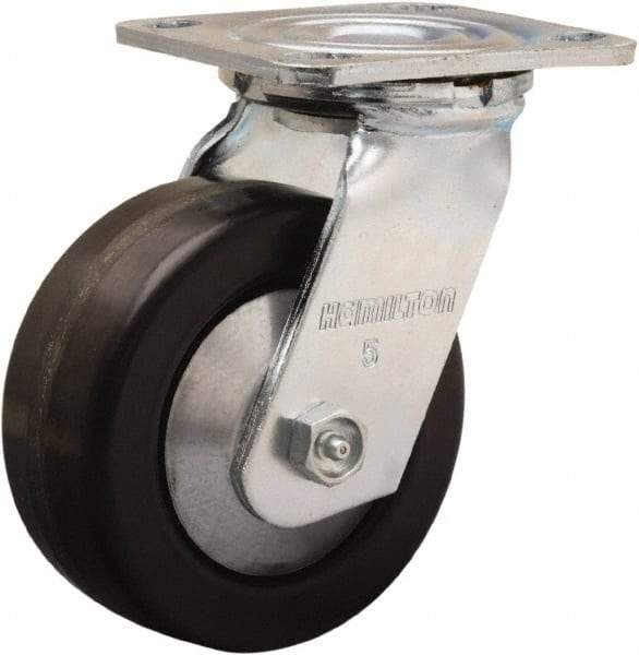 Hamilton - 5" Diam x 2" Wide x 6-1/2" OAH Top Plate Mount Swivel Caster - Phenolic, 900 Lb Capacity, Straight Roller Bearing, 4 x 4-1/2" Plate - Americas Industrial Supply
