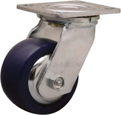 Hamilton - 4" Diam x 2" Wide x 5-5/8" OAH Top Plate Mount Swivel Caster - Polyurethane, 750 Lb Capacity, Straight Roller Bearing, 4 x 4-1/2" Plate - Americas Industrial Supply
