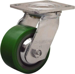 Hamilton - 4" Diam x 2" Wide x 5-5/8" OAH Top Plate Mount Swivel Caster - Polyurethane Mold onto Cast Iron Center, 750 Lb Capacity, Sealed Precision Ball Bearing, 4 x 4-1/2" Plate - Americas Industrial Supply