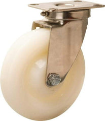 Hamilton - 5" Diam x 1-1/4" Wide x 6-1/4" OAH Top Plate Mount Swivel Caster - Nylon, 325 Lb Capacity, Plain Bore Bearing, 2-3/8 x 3-5/8" Plate - Americas Industrial Supply