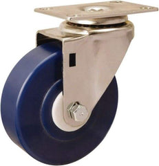 Hamilton - 4" Diam x 1-1/4" Wide x 5-1/8" OAH Top Plate Mount Swivel Caster - Polyurethane, 325 Lb Capacity, Delrin Bearing, 2-3/8 x 3-5/8" Plate - Americas Industrial Supply