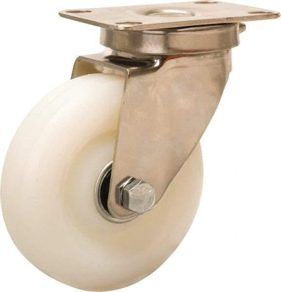 Hamilton - 4" Diam x 1-1/4" Wide x 5-1/8" OAH Top Plate Mount Swivel Caster - Nylon, 325 Lb Capacity, Plain Bore Bearing, 2-3/8 x 3-5/8" Plate - Americas Industrial Supply