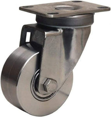 Hamilton - 3" Diam x 1-3/8" Wide x 4-5/8" OAH Top Plate Mount Swivel Caster - Forged Steel, 325 Lb Capacity, Stainless Steel Precision Ball Bearing, 2-3/8 x 3-5/8" Plate - Americas Industrial Supply