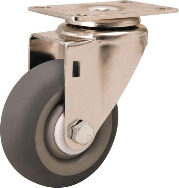 Hamilton - 3-1/2" Diam x 1-3/8" Wide x 4-7/8" OAH Top Plate Mount Swivel Caster - Rubber Mold on Polyolefin, 240 Lb Capacity, Delrin Bearing, 2-3/8 x 3-5/8" Plate - Americas Industrial Supply