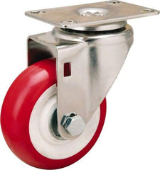 Hamilton - 3-1/2" Diam x 1-3/8" Wide x 4-7/8" OAH Top Plate Mount Swivel Caster - Polyurethane Mold on Polypropylene, 325 Lb Capacity, Delrin Bearing, 2-3/8 x 3-5/8" Plate - Americas Industrial Supply