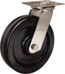 Hamilton - 8" Diam x 2" Wide x 9-1/2" OAH Top Plate Mount Swivel Caster - Phenolic, 800 Lb Capacity, Delrin Bearing, 3-3/4 x 4-1/2" Plate - Americas Industrial Supply