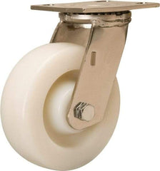 Hamilton - 6" Diam x 2" Wide x 7-1/2" OAH Top Plate Mount Swivel Caster - Nylon, 500 Lb Capacity, Stainless Steel Precision Ball Bearing, 3-3/4 x 4-1/2" Plate - Americas Industrial Supply