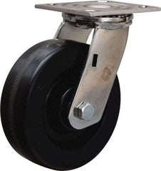 Hamilton - 6" Diam x 2" Wide x 7-1/2" OAH Top Plate Mount Swivel Caster - Phenolic, 800 Lb Capacity, Delrin Bearing, 3-3/4 x 4-1/2" Plate - Americas Industrial Supply