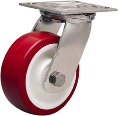 Hamilton - 5" Diam x 2" Wide x 6-1/2" OAH Top Plate Mount Swivel Caster - Polyurethane Mold on Polypropylene, 800 Lb Capacity, Delrin Bearing, 3-3/4 x 4-1/2" Plate - Americas Industrial Supply
