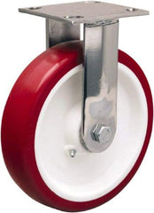 Hamilton - 8" Diam x 2" Wide x 9-1/2" OAH Top Plate Mount Rigid Caster - Polyurethane Mold on Polypropylene, 800 Lb Capacity, Delrin Bearing, 3-3/4 x 4-1/2" Plate - Americas Industrial Supply