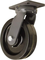 Hamilton - 10" Diam x 3" Wide x 12-1/2" OAH Top Plate Mount Swivel Caster - Phenolic, 2,900 Lb Capacity, Straight Roller Bearing, 5-1/4 x 7-1/4" Plate - Americas Industrial Supply