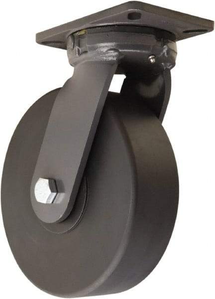 Hamilton - 10" Diam x 3" Wide x 12-1/2" OAH Top Plate Mount Swivel Caster - Nylon, 5,000 Lb Capacity, Precision Ball Bearing, 5-1/4 x 7-1/4" Plate - Americas Industrial Supply