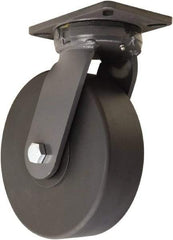 Hamilton - 10" Diam x 3" Wide x 12-1/2" OAH Top Plate Mount Swivel Caster - Nylon, 5,000 Lb Capacity, Precision Ball Bearing, 5-1/4 x 7-1/4" Plate - Americas Industrial Supply