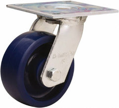 Hamilton - 5" Diam x 2" Wide x 6-1/2" OAH Top Plate Mount Swivel Caster - Polyurethane, 900 Lb Capacity, Sealed Precision Ball Bearing, 5 x 5-1/2" Plate - Americas Industrial Supply