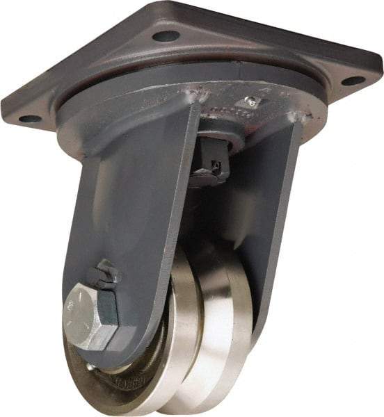 Hamilton - 6" Diam x 3" Wide, Forged Steel Swivel Caster - 10,000 Lb Capacity, Top Plate Mount, 8-1/2" x 8-1/2" Plate, Tapered Roller Bearing - Americas Industrial Supply