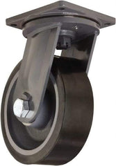 Hamilton - 12" Diam x 4" Wide x 15-1/2" OAH Top Plate Mount Swivel Caster - Polyurethane Mold on Forged Steel, 7,800 Lb Capacity, Tapered Roller Bearing, 8-1/2 x 8-1/2" Plate - Americas Industrial Supply