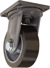 Hamilton - 10" Diam x 4" Wide x 13" OAH Top Plate Mount Swivel Caster - Polyurethane Mold on Forged Steel, 6,500 Lb Capacity, Tapered Roller Bearing, 8-1/2 x 8-1/2" Plate - Americas Industrial Supply