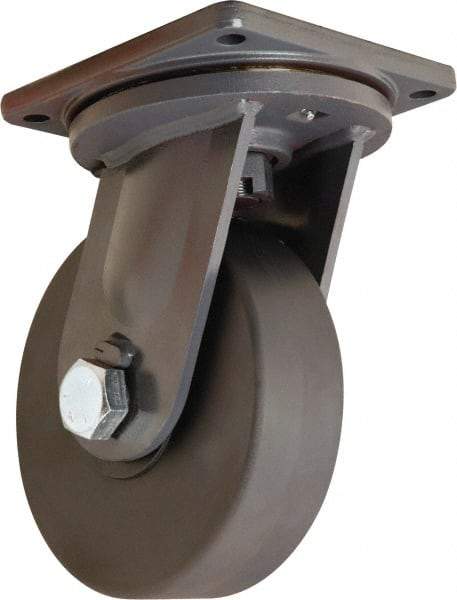 Hamilton - 10" Diam x 3" Wide x 13" OAH Top Plate Mount Swivel Caster - Nylon, 8,200 Lb Capacity, Precision Roller Ball Bearing, 8-1/2 x 8-1/2" Plate - Americas Industrial Supply