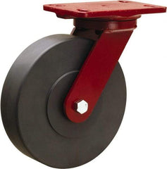 Hamilton - 8" Diam x 2" Wide x 9-3/4" OAH Top Plate Mount Swivel Caster - Nylon, 2,000 Lb Capacity, Sealed Precision Ball Bearing, 4-1/2 x 6-1/2" Plate - Americas Industrial Supply