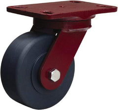 Hamilton - 5" Diam x 2" Wide x 6-3/4" OAH Top Plate Mount Swivel Caster - Nylon, 2,000 Lb Capacity, Sealed Precision Ball Bearing, 4-1/2 x 6-1/2" Plate - Americas Industrial Supply
