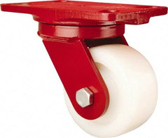 Hamilton - 4" Diam x 2" Wide x 5-5/8" OAH Top Plate Mount Swivel Caster - Nylon, Sealed Precision Ball Bearing, 4-1/2 x 6-1/2" Plate - Americas Industrial Supply