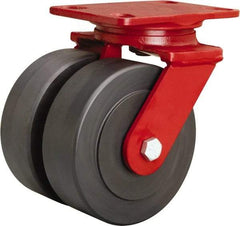Hamilton - 6" Diam x 2" Wide x 7-3/4" OAH Top Plate Mount Swivel Caster - Nylon, 2,500 Lb Capacity, Sealed Precision Ball Bearing, 4-1/2 x 6-1/2" Plate - Americas Industrial Supply