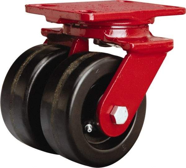 Hamilton - 5" Diam x 2" Wide x 6-3/4" OAH Top Plate Mount Swivel Caster - Phenolic, 2,000 Lb Capacity, Straight Roller Bearing, 4-1/2 x 6-1/2" Plate - Americas Industrial Supply