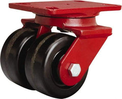 Hamilton - 4" Diam x 2" Wide x 5-5/8" OAH Top Plate Mount Swivel Caster - Phenolic, 1,600 Lb Capacity, Straight Roller Bearing, 4-1/2 x 6-1/2" Plate - Americas Industrial Supply