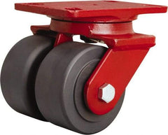 Hamilton - 4" Diam x 2" Wide x 5-5/8" OAH Top Plate Mount Swivel Caster - Nylon, 2,500 Lb Capacity, Sealed Precision Ball Bearing, 4-1/2 x 6-1/2" Plate - Americas Industrial Supply