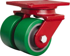 Hamilton - 4" Diam x 2" Wide x 5-5/8" OAH Top Plate Mount Swivel Caster - Polyurethane Mold onto Cast Iron Center, 1,500 Lb Capacity, Sealed Precision Ball Bearing, 4-1/2 x 6-1/2" Plate - Americas Industrial Supply
