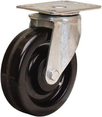 Hamilton - 5" Diam x 1-1/2" Wide x 6-1/16" OAH Top Plate Mount Swivel Caster - Phenolic, 400 Lb Capacity, Straight Roller Bearing, 3-1/8 x 4-1/8" Plate - Americas Industrial Supply