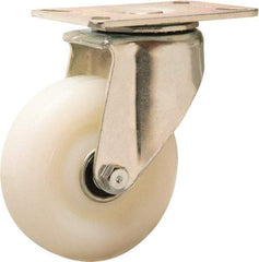Hamilton - 4" Diam x 1-1/4" Wide x 5-3/8" OAH Top Plate Mount Swivel Caster - Nylon, 350 Lb Capacity, Ball Bearing, 3-1/8 x 4-1/8" Plate - Americas Industrial Supply