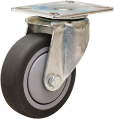 Hamilton - 4" Diam x 1-3/8" Wide x 5-1/16" OAH Top Plate Mount Swivel Caster - Rubber Mold on Polyolefin, 250 Lb Capacity, Precision Ball Bearing, 3-1/8 x 4-1/8" Plate - Americas Industrial Supply