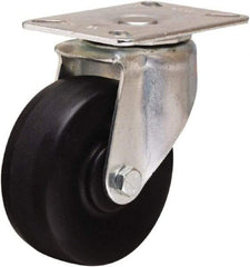 Hamilton - 4" Diam x 1-1/2" Wide x 5-1/16" OAH Top Plate Mount Swivel Caster - Hard Rubber, 300 Lb Capacity, Self-Lubricating Bearing, 3-1/8 x 4-1/8" Plate - Americas Industrial Supply