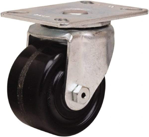 Hamilton - 3" Diam x 1-3/4" Wide x 4" OAH Top Plate Mount Swivel Caster - Phenolic, 400 Lb Capacity, Straight Roller Bearing, 3-1/8 x 4-1/8" Plate - Americas Industrial Supply