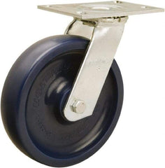 Hamilton - 8" Diam x 2" Wide x 9-1/2" OAH Top Plate Mount Swivel Caster - Polyurethane, 900 Lb Capacity, Sealed Precision Ball Bearing, 4-1/2 x 6-1/4" Plate - Americas Industrial Supply