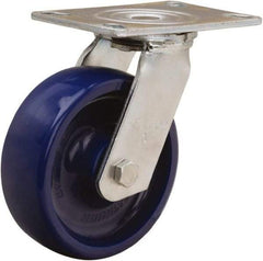 Hamilton - 6" Diam x 2" Wide x 7-1/2" OAH Top Plate Mount Swivel Caster - Polyurethane, 900 Lb Capacity, Sealed Precision Ball Bearing, 4-1/2 x 6-1/4" Plate - Americas Industrial Supply