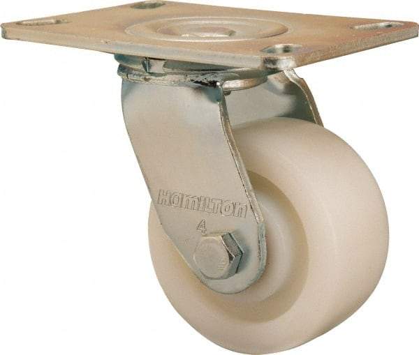 Hamilton - 4" Diam x 2" Wide x 5-5/8" OAH Top Plate Mount Swivel Caster - Nylon, 800 Lb Capacity, Sealed Precision Ball Bearing, 4-1/2 x 6-1/4" Plate - Americas Industrial Supply