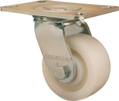 Hamilton - 4" Diam x 2" Wide x 5-5/8" OAH Top Plate Mount Swivel Caster - Nylon, 800 Lb Capacity, Sealed Precision Ball Bearing, 4-1/2 x 6-1/4" Plate - Americas Industrial Supply