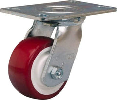 Hamilton - 4" Diam x 2" Wide x 5-5/8" OAH Top Plate Mount Swivel Caster - Polyurethane Mold on Polypropylene, 750 Lb Capacity, Straight Roller Bearing, 4-1/2 x 6-1/4" Plate - Americas Industrial Supply