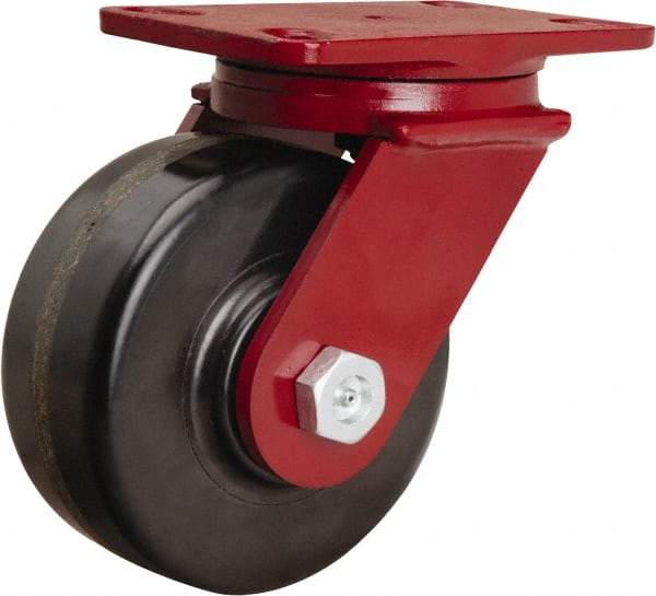 Hamilton - 6" Diam x 2-1/2" Wide x 7-1/2" OAH Top Plate Mount Swivel Caster - Phenolic, 1,800 Lb Capacity, Straight Roller Bearing, 4-1/2 x 6-1/2" Plate - Americas Industrial Supply