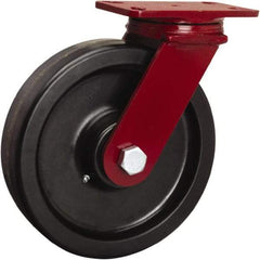 Hamilton - 10" Diam x 2-1/2" Wide x 11-1/2" OAH Top Plate Mount Swivel Caster - Phenolic, 2,200 Lb Capacity, Tapered Roller Bearing, 4-1/2 x 6-1/2" Plate - Americas Industrial Supply