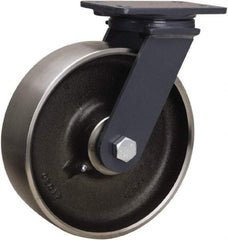 Hamilton - 10" Diam x 3" Wide x 12-1/16" OAH Top Plate Mount Swivel Caster - Forged Steel, 2,400 Lb Capacity, Sealed Precision Ball Bearing, 4-1/2 x 6-1/2" Plate - Americas Industrial Supply