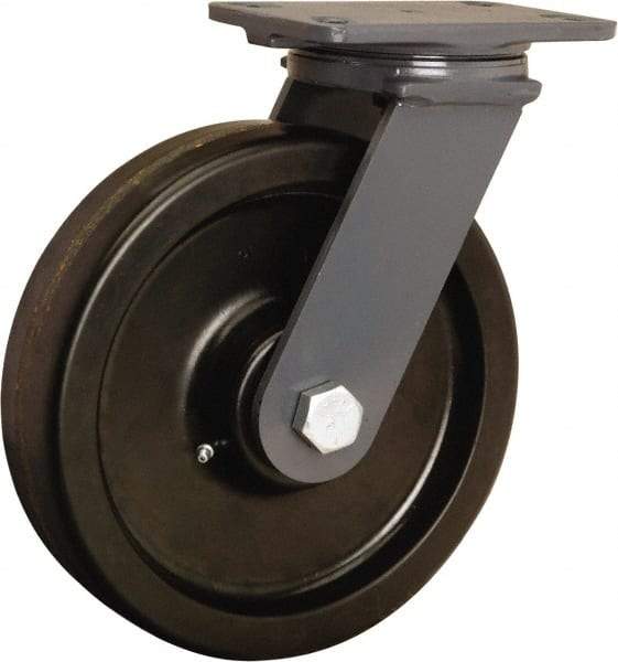 Hamilton - 10" Diam x 2-1/2" Wide x 12-1/16" OAH Top Plate Mount Swivel Caster - Phenolic, 2,400 Lb Capacity, Tapered Roller Bearing, 4-1/2 x 6-1/2" Plate - Americas Industrial Supply