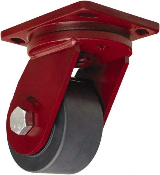 Hamilton - 6" Diam x 3" Wide x 8-1/2" OAH Top Plate Mount Swivel Caster - Nylon, 5,000 Lb Capacity, Sealed Precision Ball Bearing, 6-1/2 x 7-1/2" Plate - Americas Industrial Supply