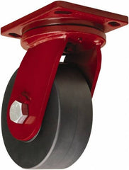 Hamilton - 8" Diam x 3" Wide x 10-1/2" OAH Top Plate Mount Swivel Caster - Nylon, 6,500 Lb Capacity, Sealed Precision Ball Bearing, 6-1/2 x 7-1/2" Plate - Americas Industrial Supply