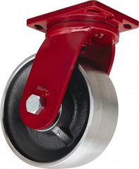 Hamilton - 12" Diam x 4" Wide x 15-1/2" OAH Top Plate Mount Swivel Caster - Forged Steel, 10,000 Lb Capacity, Tapered Roller Bearing, 6-1/2 x 7-1/2" Plate - Americas Industrial Supply