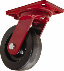 Hamilton - 6" Diam x 2" Wide x 7-3/4" OAH Top Plate Mount Swivel Caster - Phenolic, 1,200 Lb Capacity, Straight Roller Bearing, 4-1/2 x 6-1/2" Plate - Americas Industrial Supply